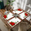 Christmas Red Flower Meal Mat Flower Pinecone Printed Table Mat Holiday Table Insulation Mat - Korvel