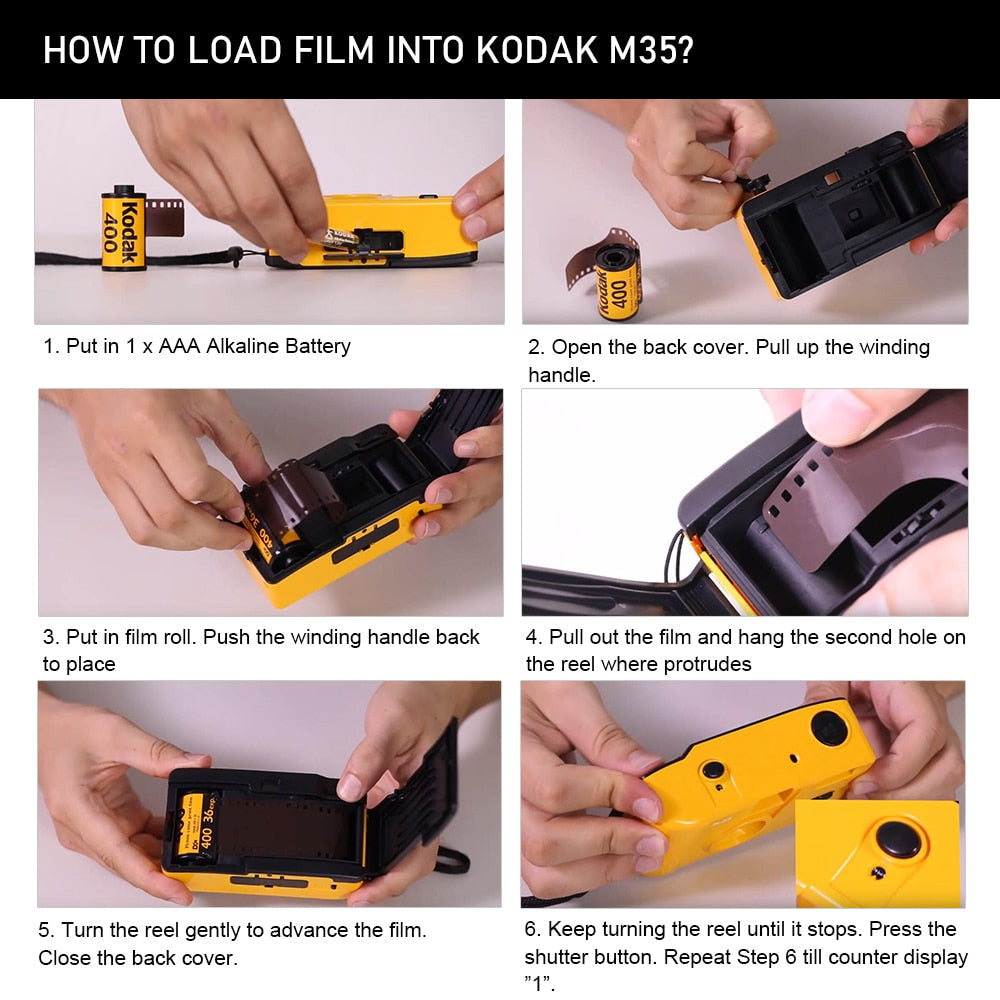 KODAK Vintage Retro M35 / M38 35mm Reusable Film Camera Sky Blue/ Yellow / Mint Green / Pink / Red / Cobalt Blue - Korvel