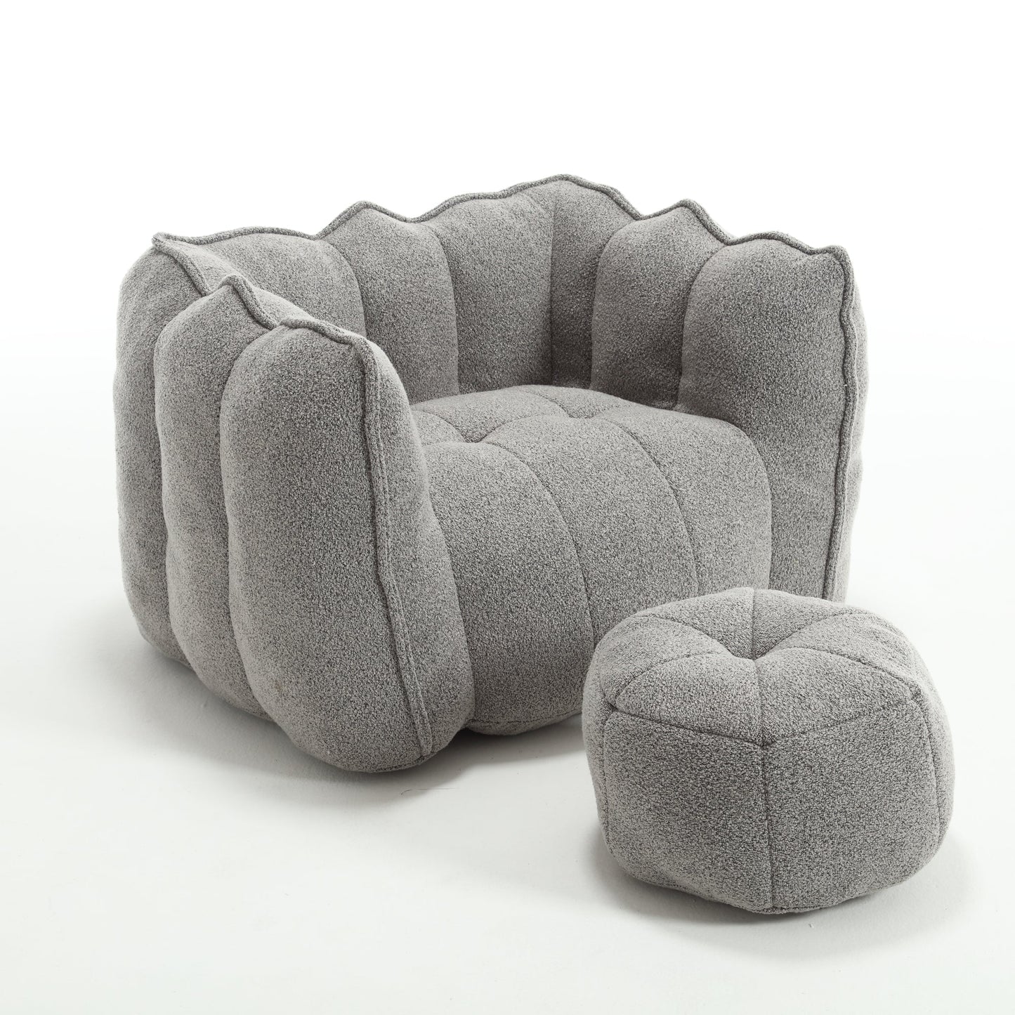 Soft Bean Bag Chair with High Resilient Foam(Chips)for living room and bedroom,Comfortable Square Lazy Sofa with Footstool - Korvel
