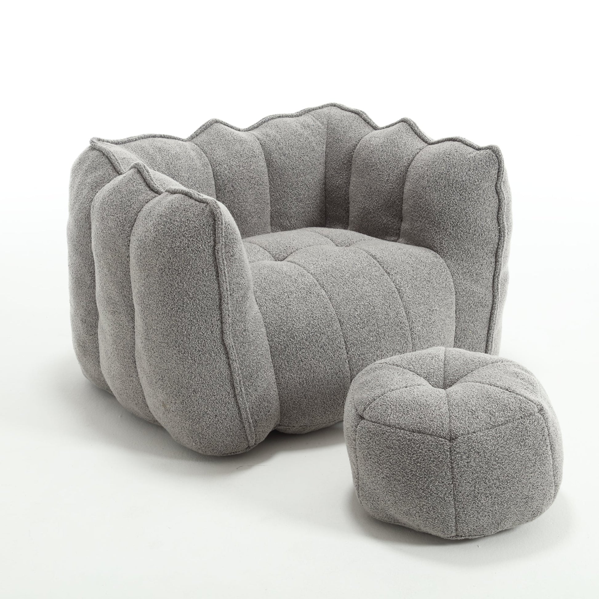 Soft Bean Bag Chair with High Resilient Foam(Chips)for living room and bedroom,Comfortable Square Lazy Sofa with Footstool - Korvel