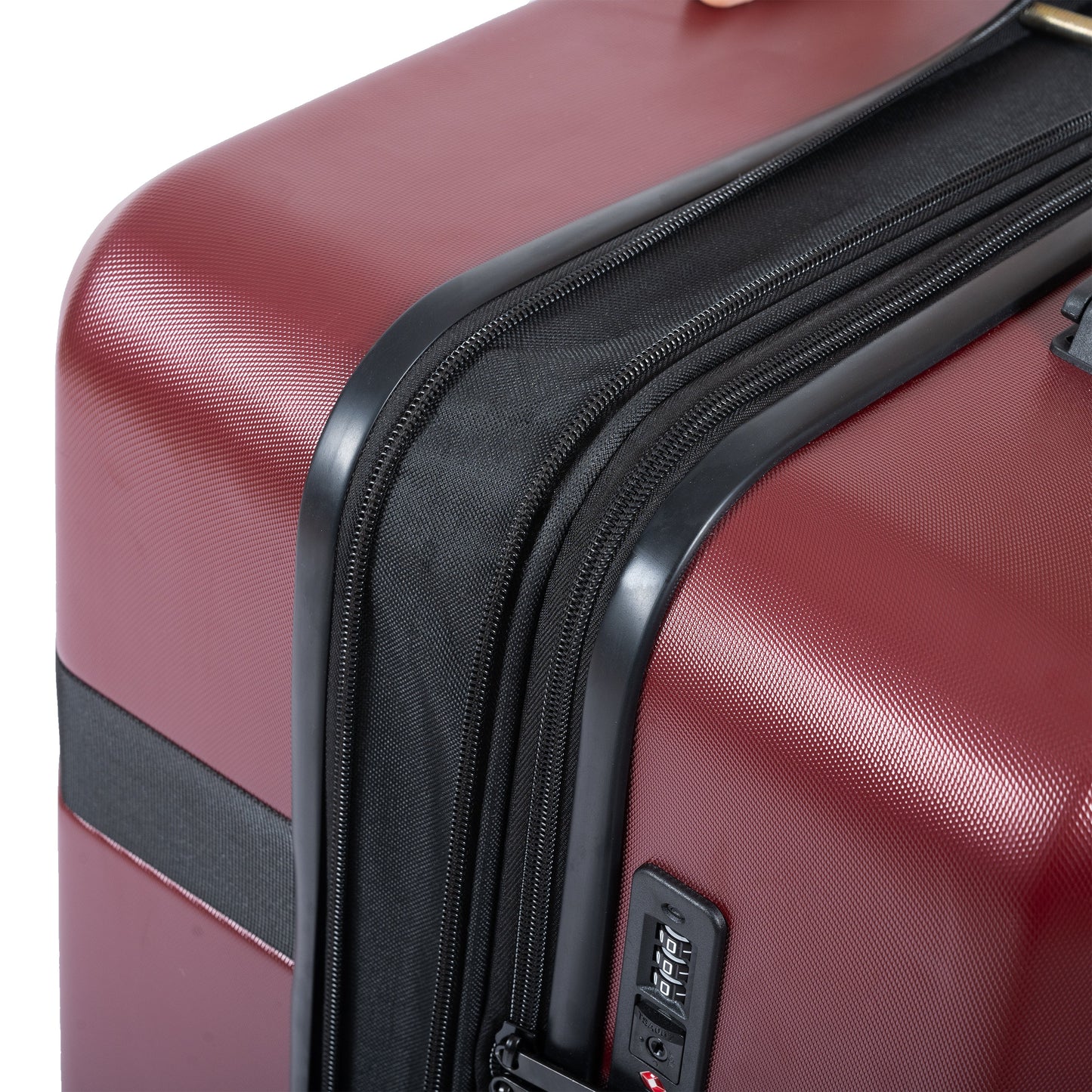 Expandable 3-Piece Luggage Set with Spinner Wheels - Red