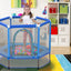 55'' Toddlers Trampoline with Safety Enclosure Net and Balls, Indoor Outdoor Mini Trampoline for Kids - Korvel