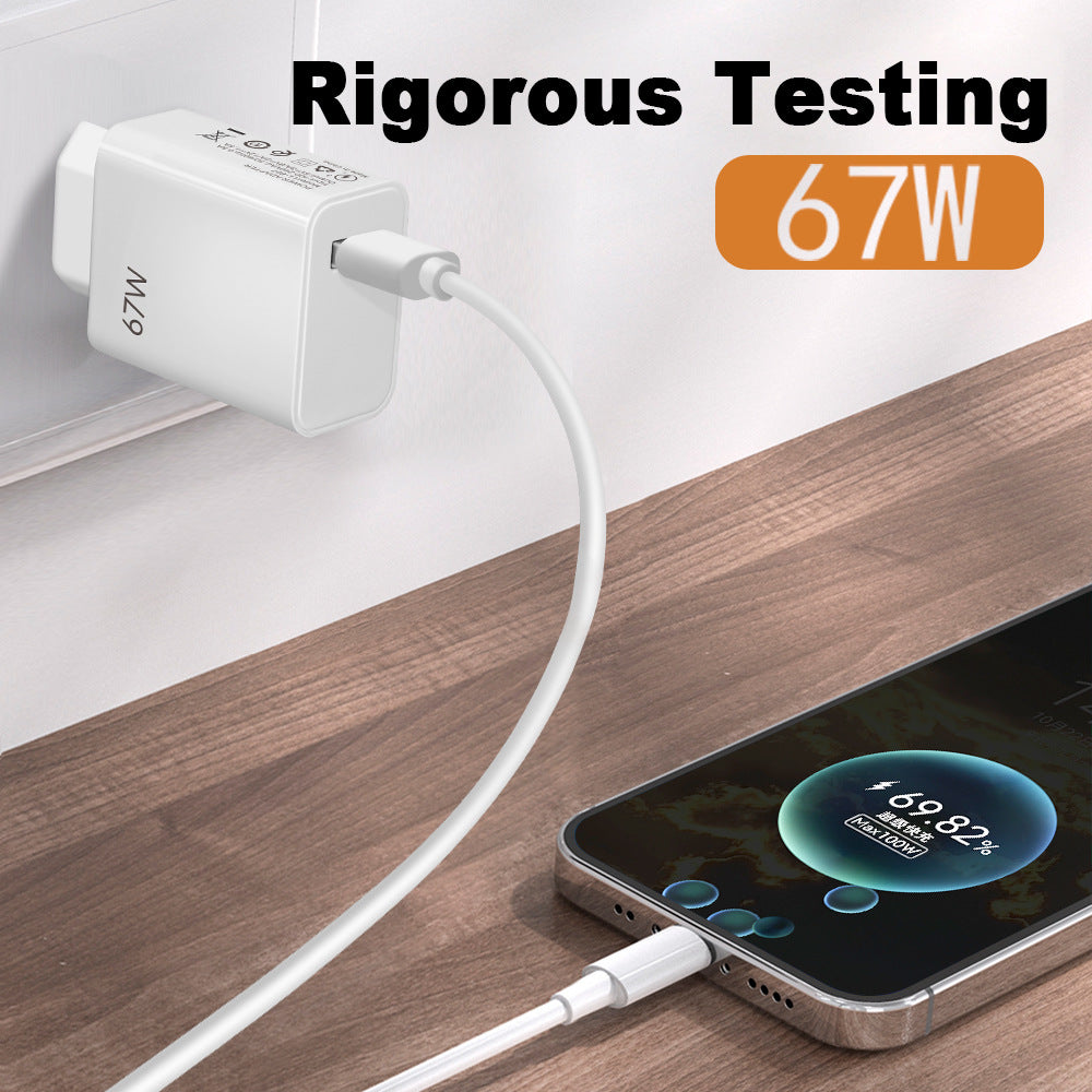 67W ultra fast charging charger with fast flash charging head - Korvel