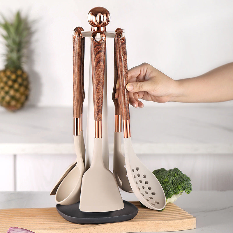 10 Pieces Kitchen Tools Set Wooden Handle Cooking Kitchen Utensil Set Silicone Utensils - Korvel