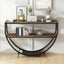 TREXM Rustic Industrial Design Demilune Shape Textured Metal Distressed Wood Console Table (Distressed Brown) - Korvel