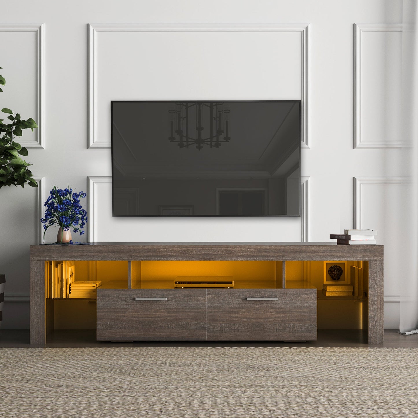 20 minutes quick assembly brown simple modern TV stand - Korvel