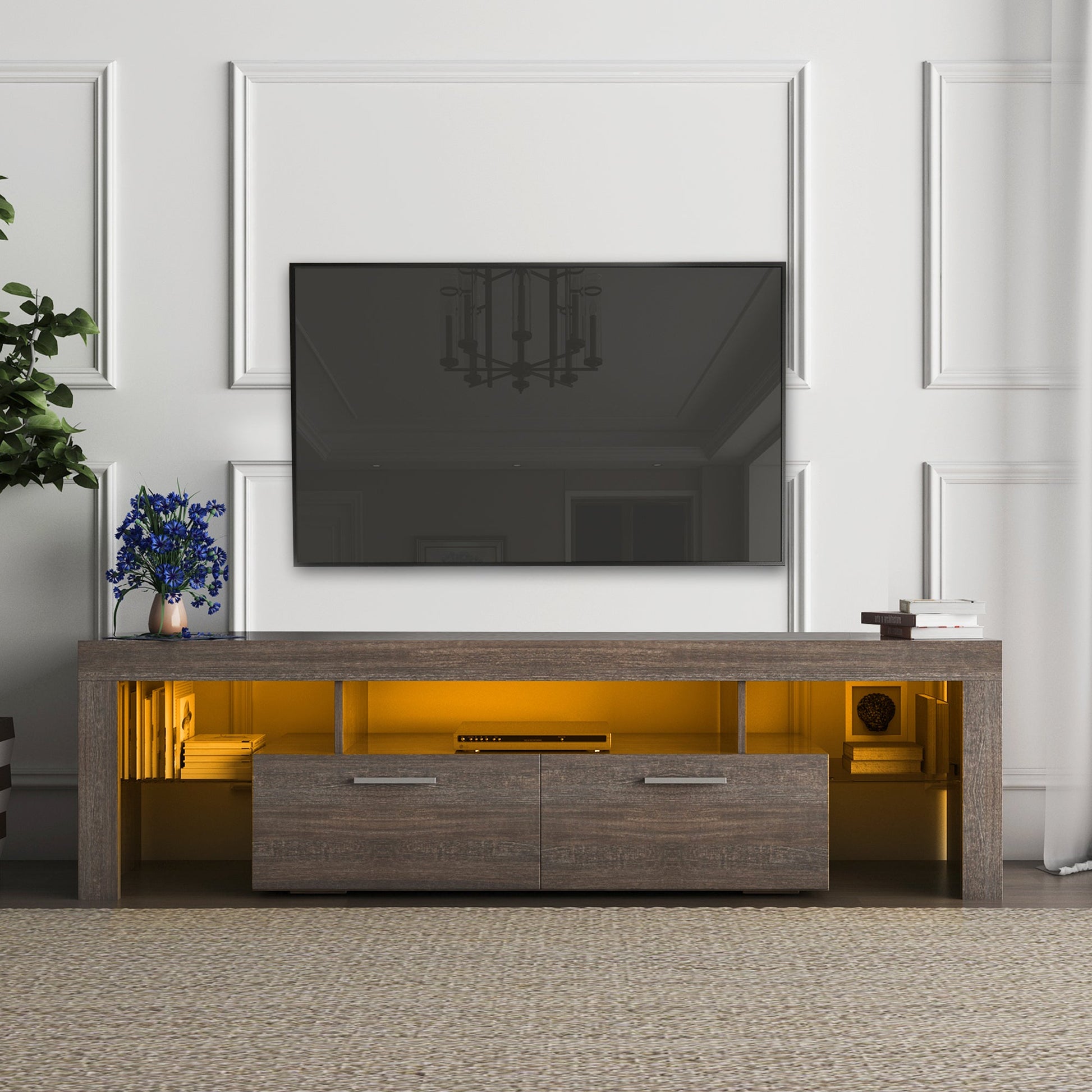 20 minutes quick assembly brown simple modern TV stand - Korvel
