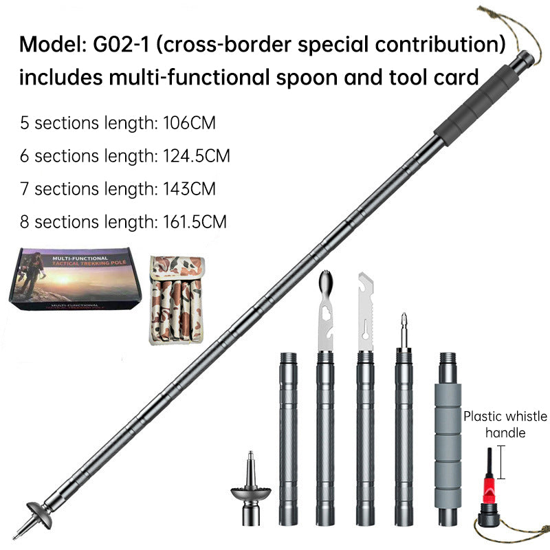 Folding telescopic outdoor hiking tactical self-defense stick Walking stick - Korvel