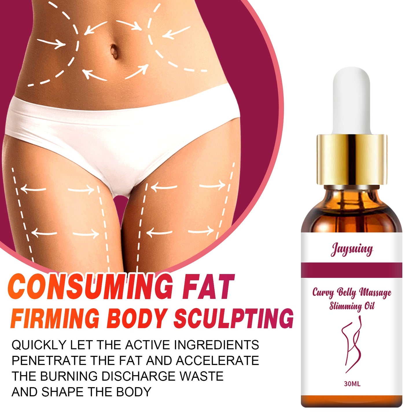 Body Shaping Essential Oil, Slimming Fat Belly Thighs Body Slimming Beauty Massage Essential Oil - Korvel