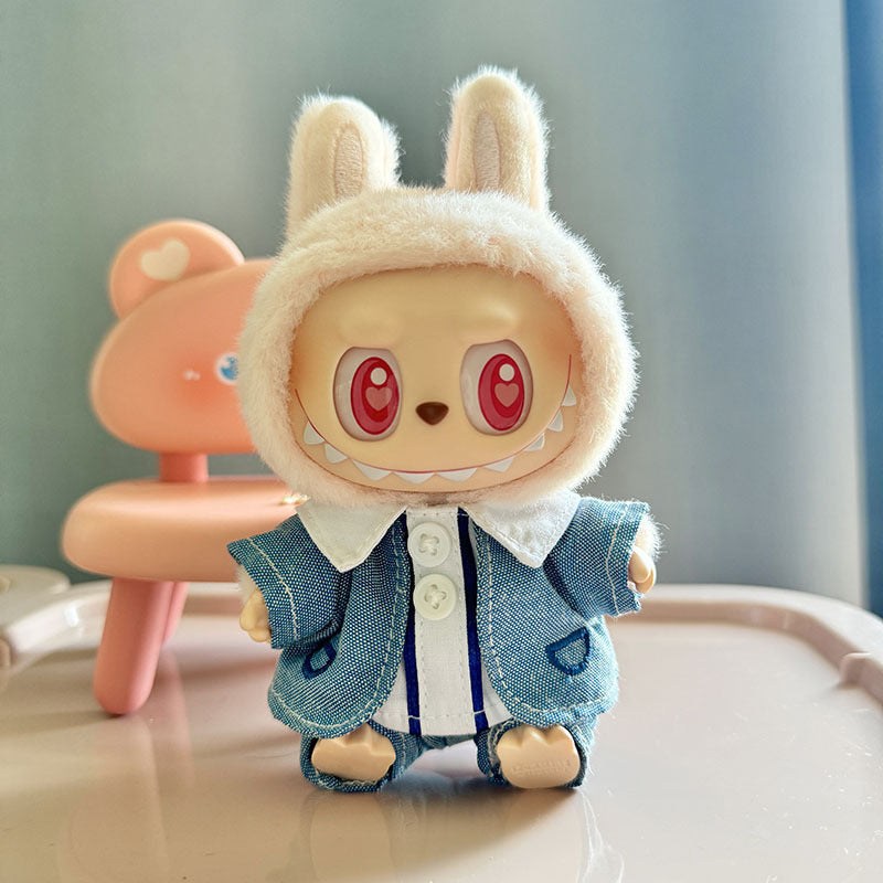 [Clothes Only] 1st/2nd generation Labubu clothes pendant Labubu sitting party baby clothes teddy bear suspenders cute pants - Korvel