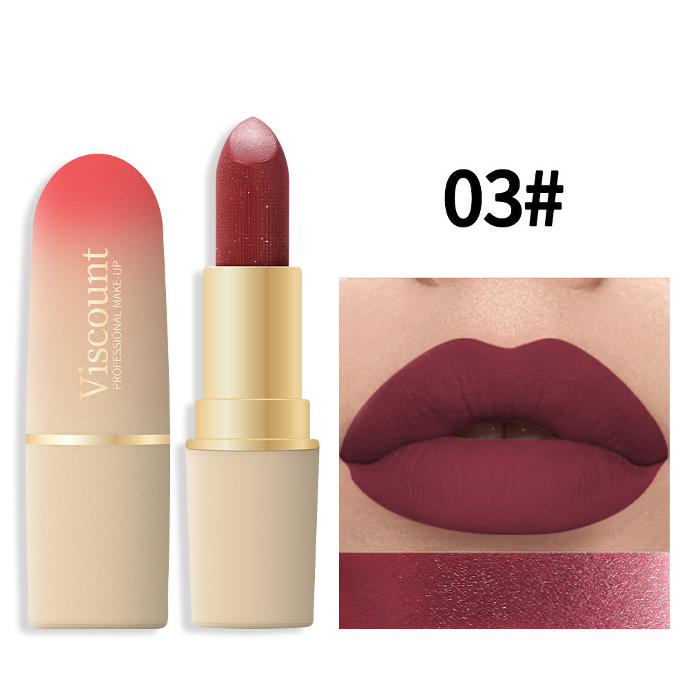 Waterproof And Durable Lipstick Velvet Fine Glitter Matte Lip And Cheek Dual-Use Lipstick - Korvel