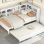 Wooden Twin Size DayBed with Twin Trundle, DayBed with Storage Shelf and USB Charging Ports,White - Korvel