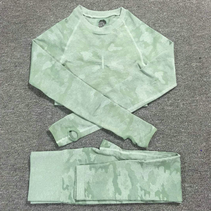 Ensemble de yoga camouflage pour femmes 2PCS - Vêtements de sport premium