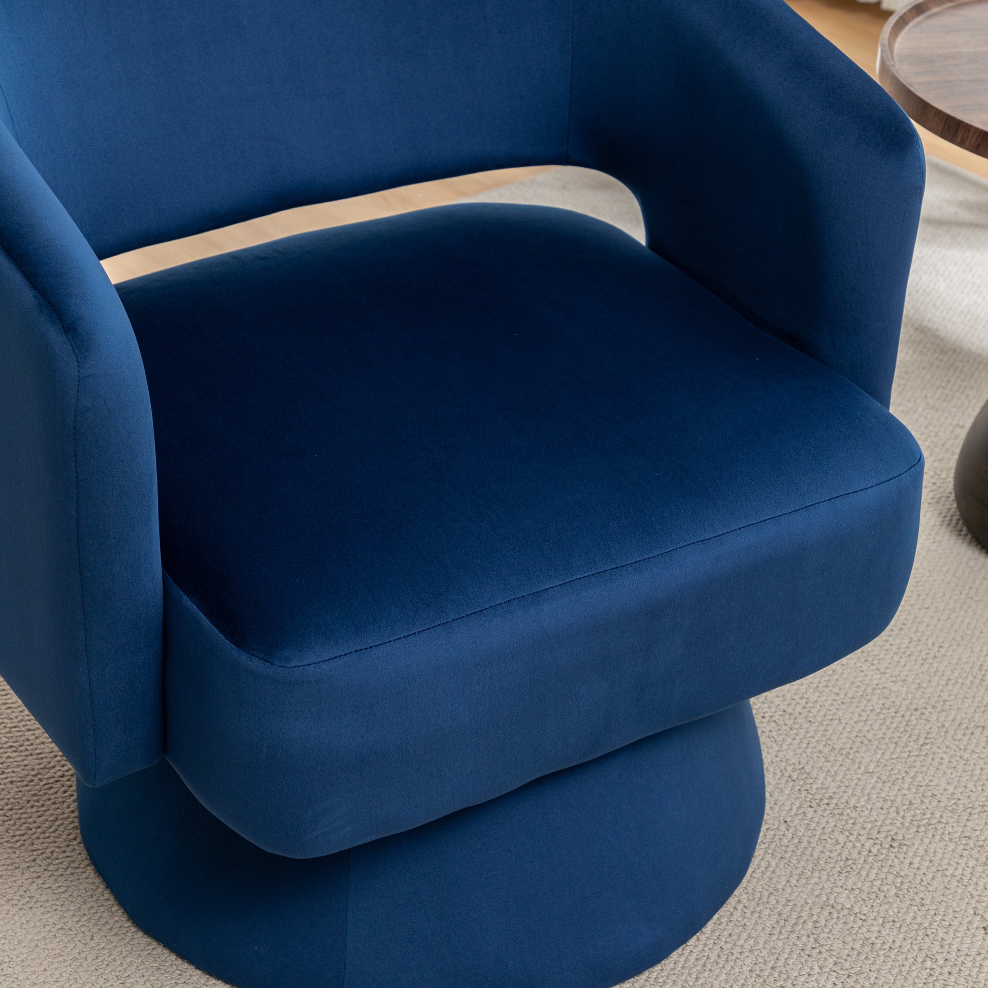Swivel Barrel Chair, Velvet Accent Armchair 360 Degree Swivel Club Chair for Living Room Bedroom Reception Room - Korvel