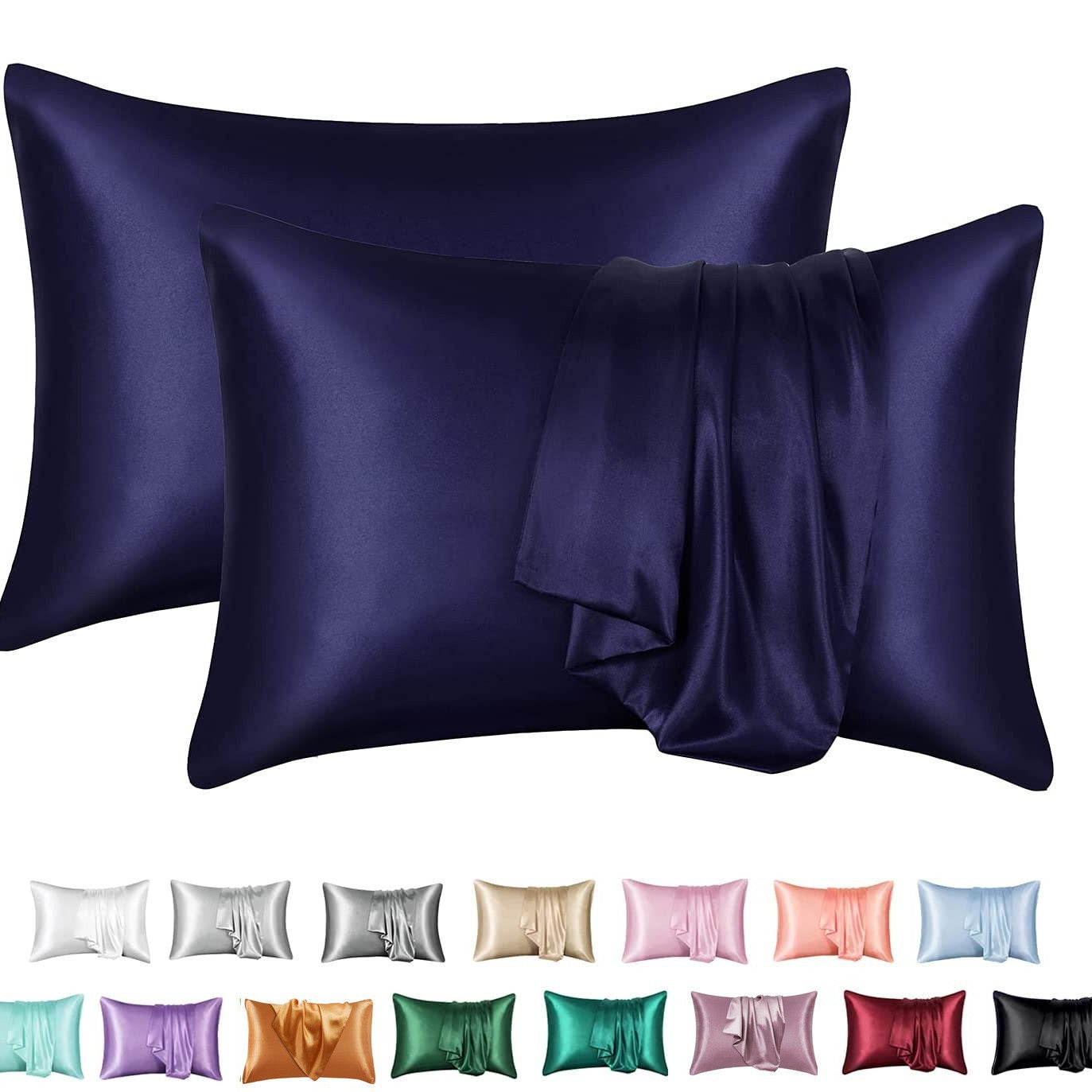 Simulation silk solid color polyester pillowcase envelope pillow pillow cases pillow pair multi-color - Korvel