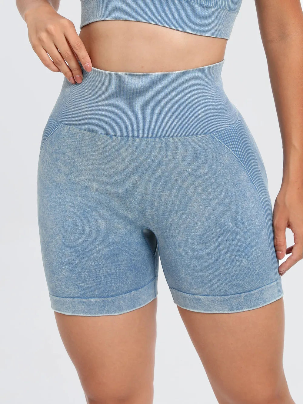 Shorts Actifs Taille Haute Lavés