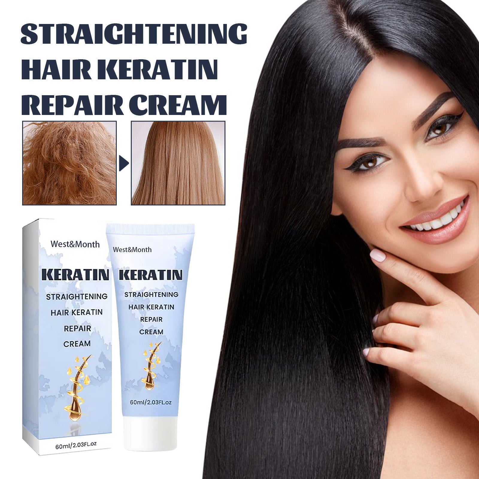 Straightening Hair Keratin Ratin Repair Cream, Repair Silky Hair Care Moisturizing Hair Mask Treatment Cream - Korvel