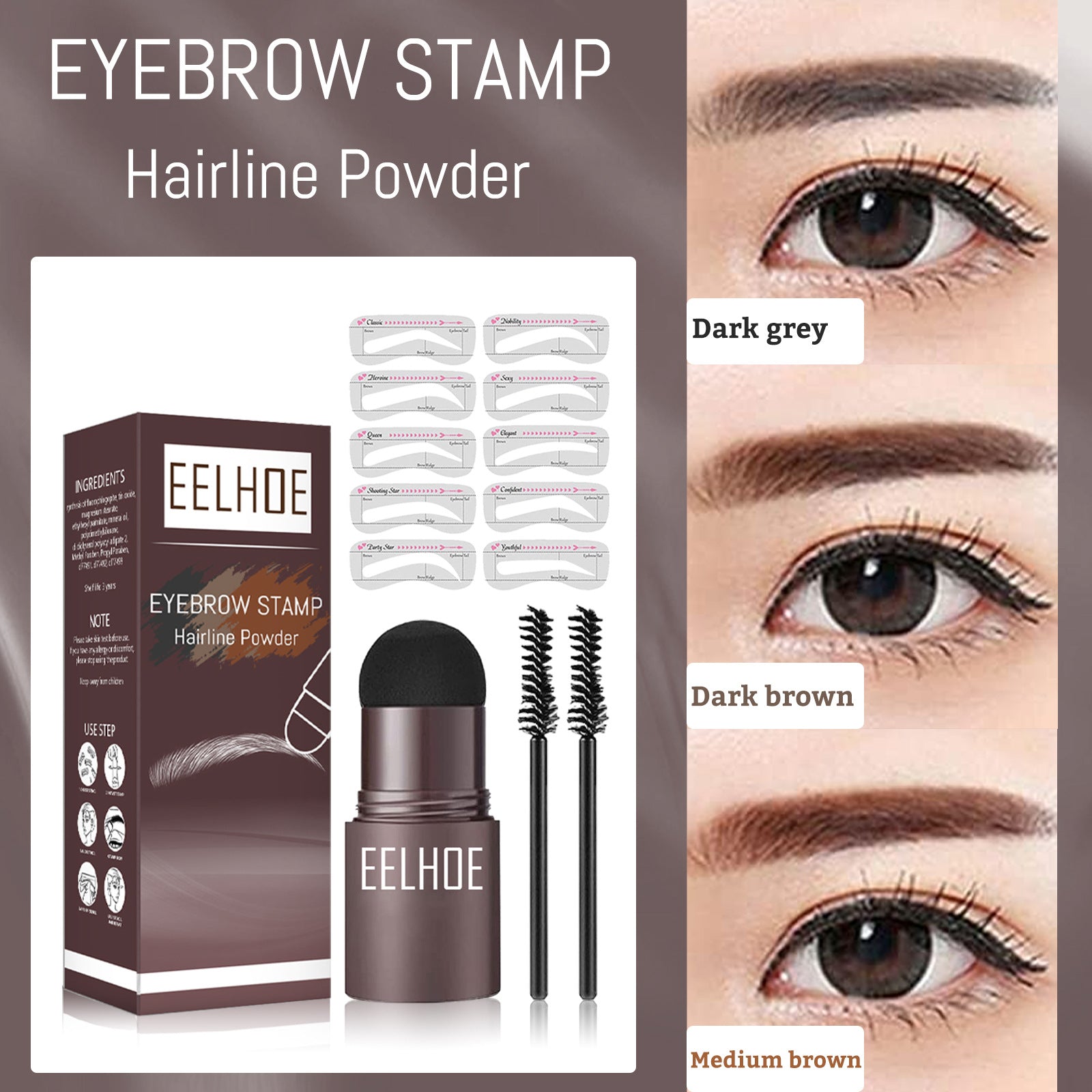 Eyebrow Print Mold Thrush, Lazy Eyebrows Fill Makeup Eyebrow Cake Waterproof Hairline Powder - Korvel