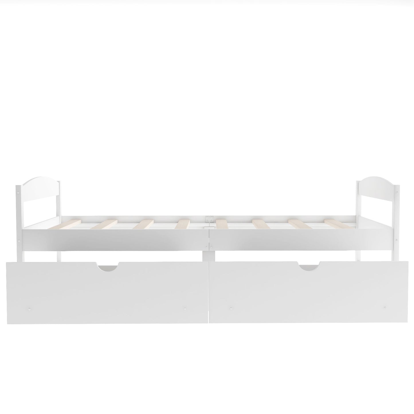 Elegant Twin Size Platform Bed with Two Drawers - White