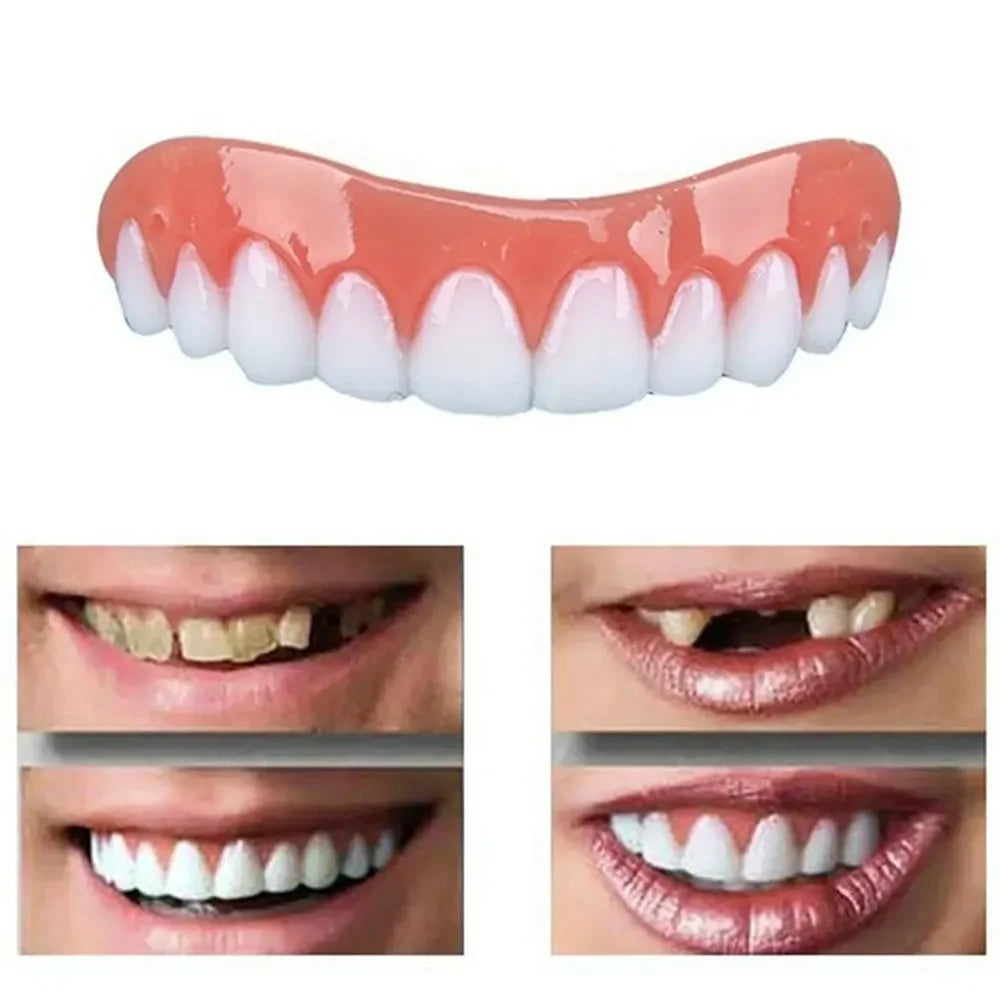 Silicone Upper/Lower False Teeth Perfect Laugh Veneers Dentures Paste Oral Hygiene Tools Fake Teeth Instant Smile Teeth Cosmetic - Korvel