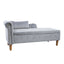 Chaise longue en velours gris avec rangement et coussin