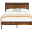 Bed frame with charging station full size, Rustic Brown, 83.1'' L x 56.1'' W x 39'' H - Korvel