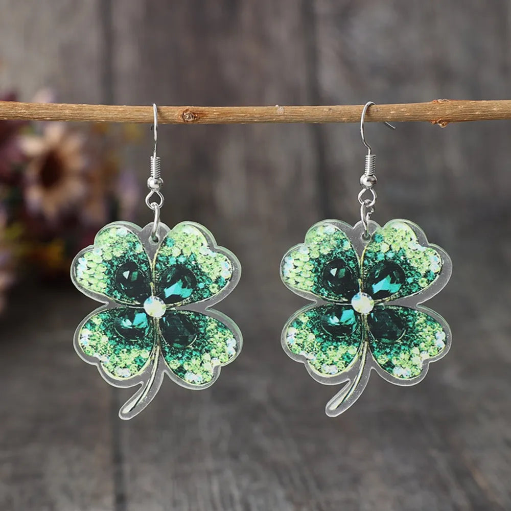 Lucky Clover Acrylic Dangle Earrings - Korvel