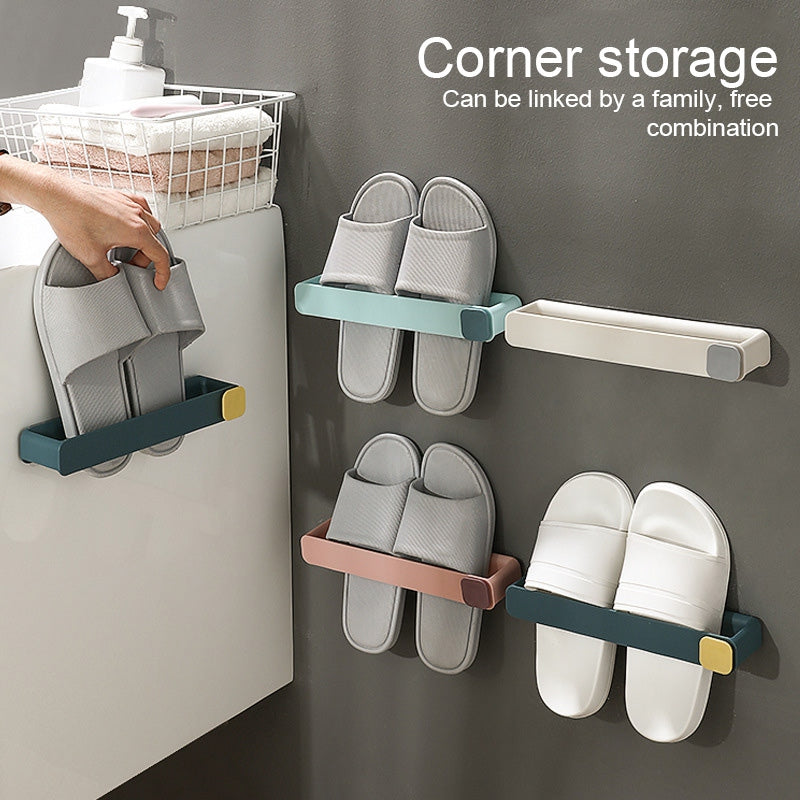 Punch-Free Shoe Rack Bathroom Slippers Rack a Lot Of Toilet Storage Wall Hanging Rack - Korvel