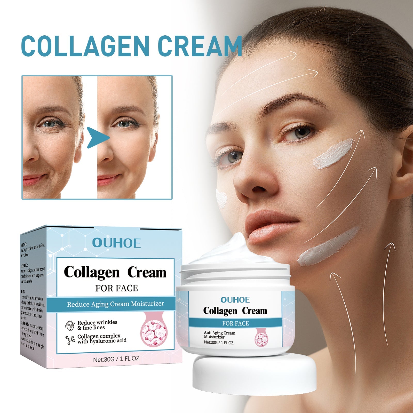 Collagen Anti-Wrinkle Cream, Moisturizes Tightens Tender Skin And Anti-aging Face Cream - Korvel