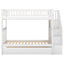 Twin over Twin Bunk Bed with Trundle and Storage  White - Korvel