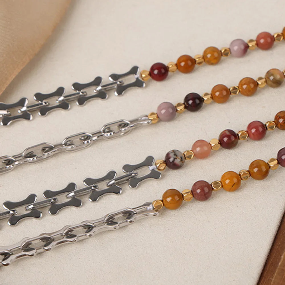 Collier en Pierre de Jaune d'Oeuf en Acier Titane
