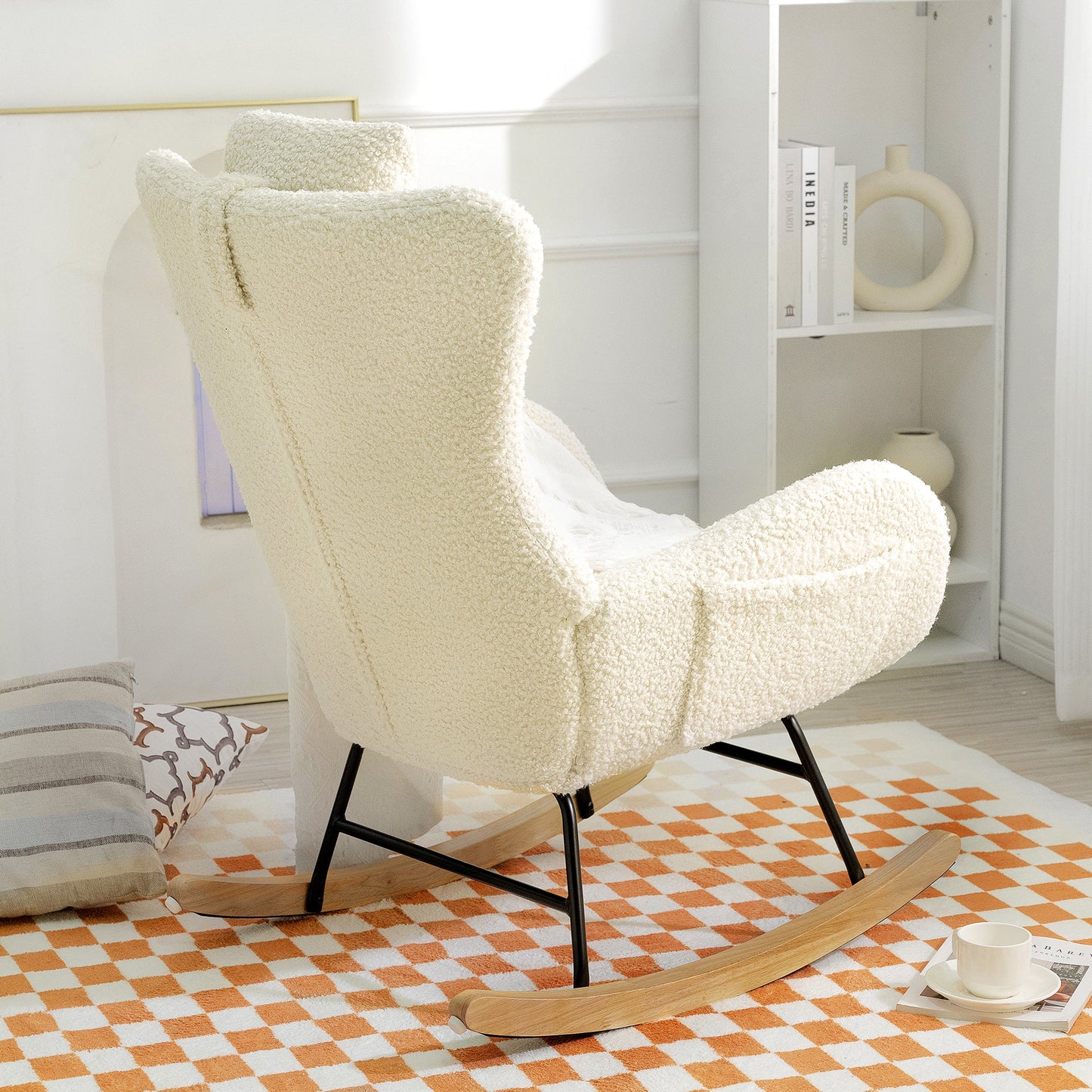 Chaise Berçante Premium en Tissu Cachemire