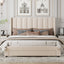 Queen Size Storage Bed Velvet Upholstered Platform Bed with a Big Drawer - Beige - Korvel