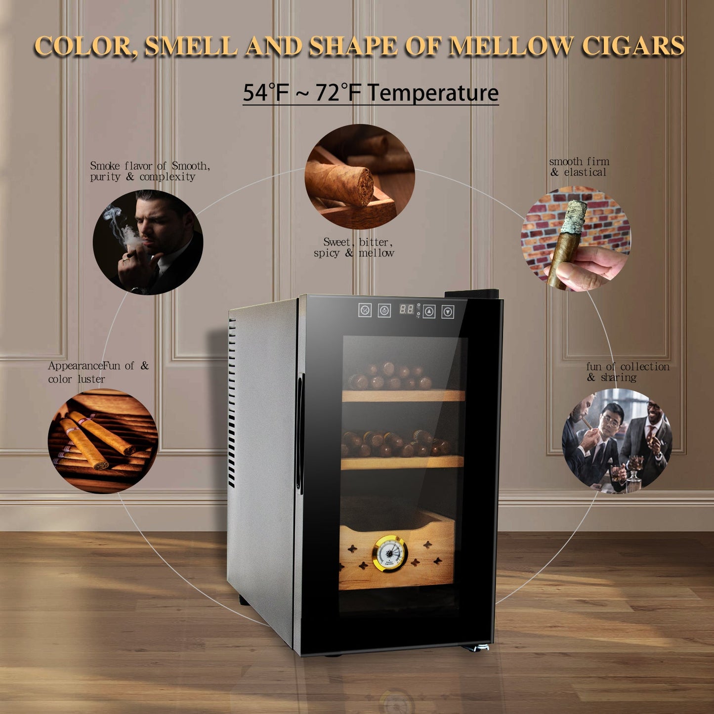 25L Electric Humidor, 150 Counts Capacity Cigar Humidor Humidifiers with Constant Temperature Controller, Cigar Humidor Box with - Korvel