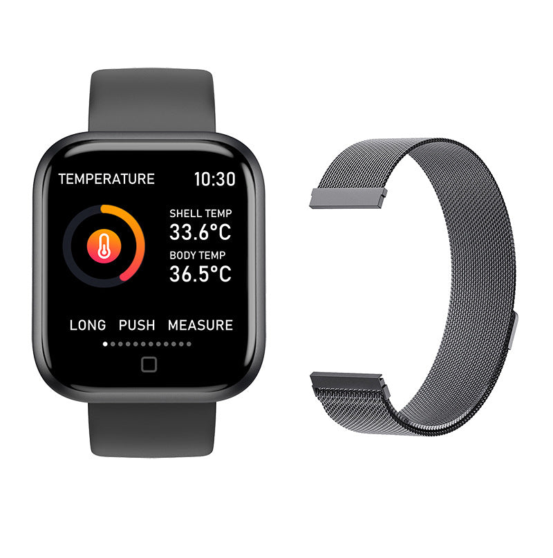 T80S Smart Bracelet Heart Rate Blood Pressure Sleep Monitoring Message Notification Chip Temperature Measurement Bracelet - Korvel