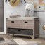 TREXM Storage Bench with Removable Basket and 2 Drawers, Fully Assembled Shoe Bench with Removable Cushion (White Washed) - Korvel