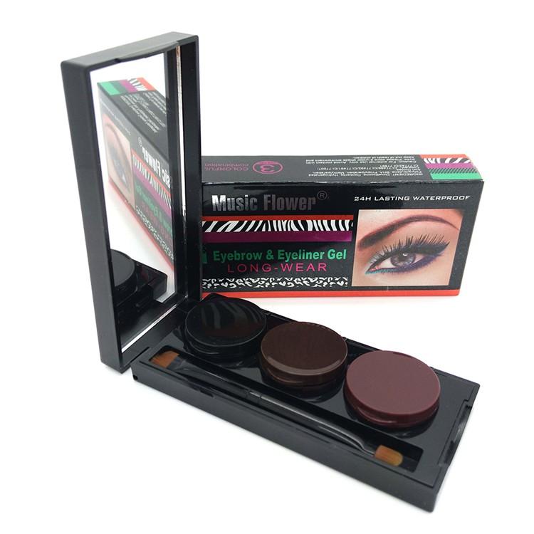 Music Flower Brand Makeup Eyeliner Gel & Eyebrow Powder Palette Waterproof Lasting Smudgeproof Cosmetics Eye Brow Enhancers - Korvel