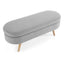 Ottoman Oval Storage Bench Rubber Wood Legs Grey(43.5"x16"x16") - Korvel