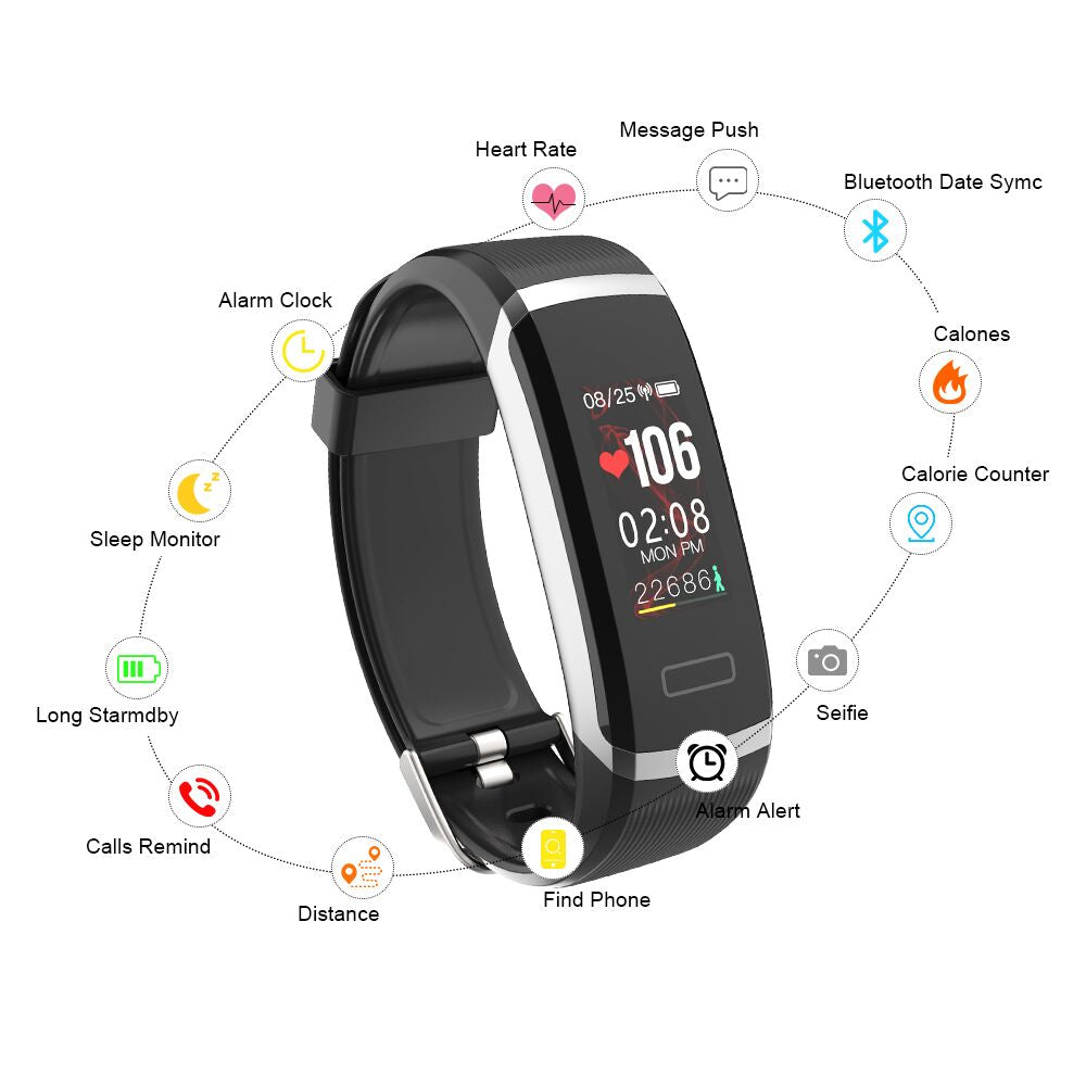 Sport Smart Watch GT101 Waterproof Color Screen Fitness Tracker Heart Rate Monitor Call Reminder Smartwatch Men Women - Korvel