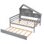 Full Size Platform Bed with Trundle and Shelves Gray - Korvel
