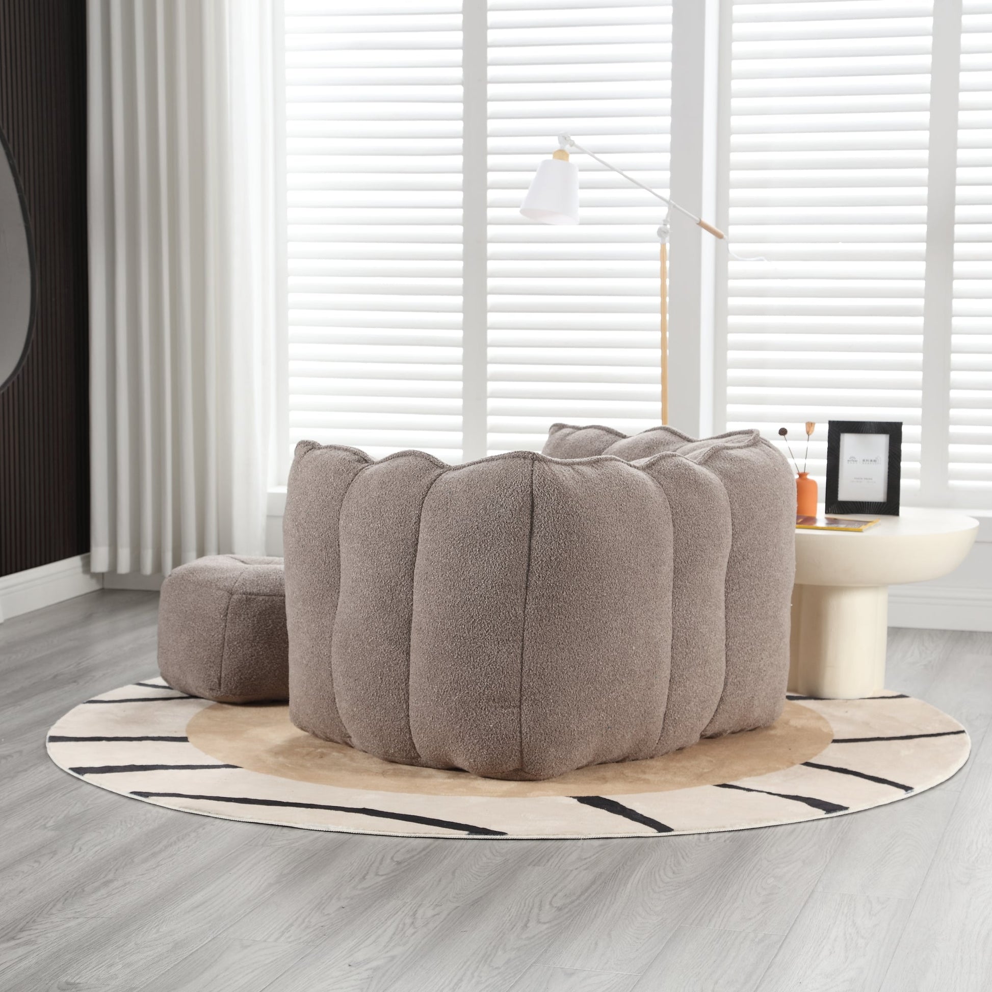 Soft Bean Bag Chair with High Resilient Foam(Chips)for living room and bedroom,Comfortable Square Lazy Sofa with Footstool - Korvel