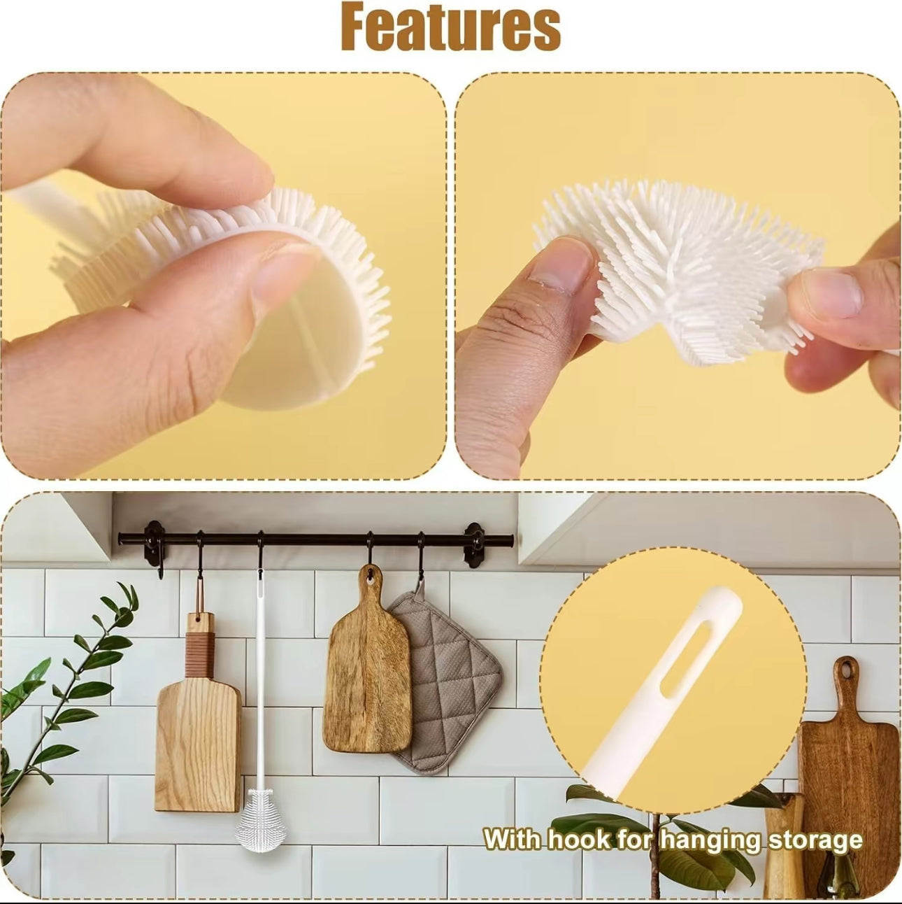 Brosse Total Clean - Outil de Nettoyage en Silicone Polyvalent