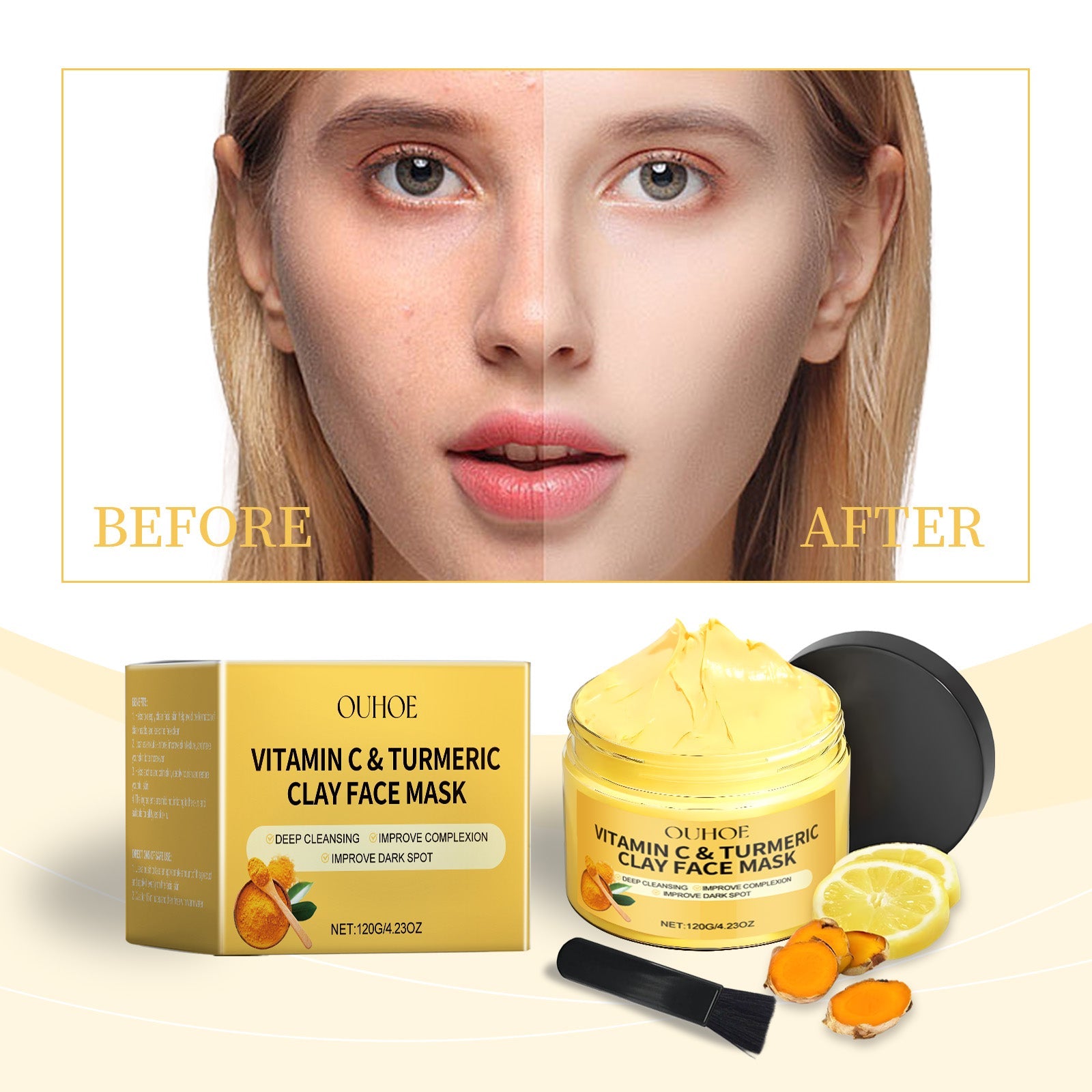 Vitamin C Turmeric Mud Film, Soft And Bright, Nourishing Facial Skin Moisturizing And Hydrating Turmeric Mud Film - Korvel