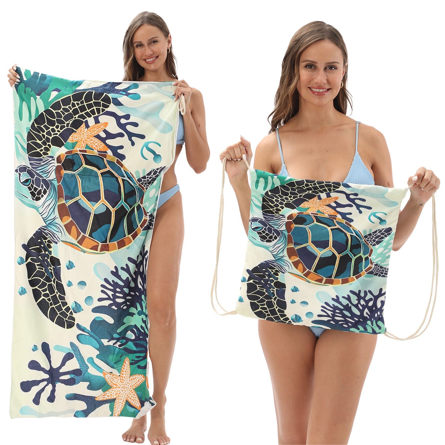 Two-in-One Foldable Beach Towel with Storage Bag