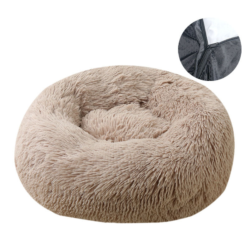 Dog bed, removable and washable round plush pet bed, cat bed, warm pet supplies, dog bed, pet bed, pet mat - Korvel