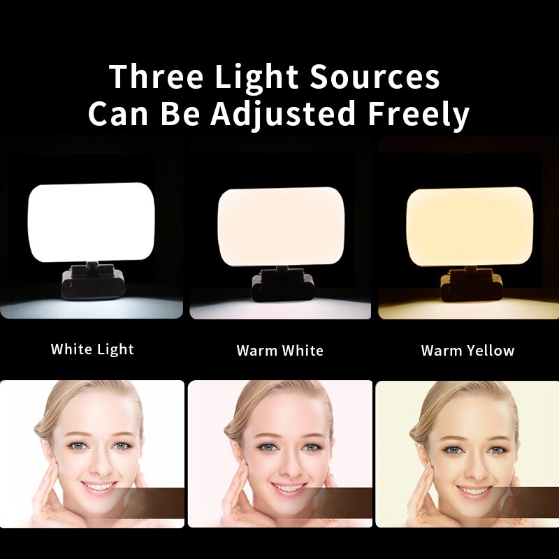 Mini Video Light Conference Live Streaming Kit Webcam Vlog Photography Fill Lamp Selfie Adjustable Portable LED Luz Microphone - Korvel