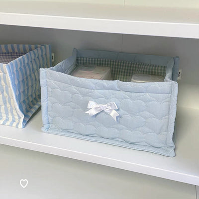 1pc Square Storage Basket: Desktop Organizer, Korean Quilted Design, Cute Storage Frame for Home Decor - Korvel