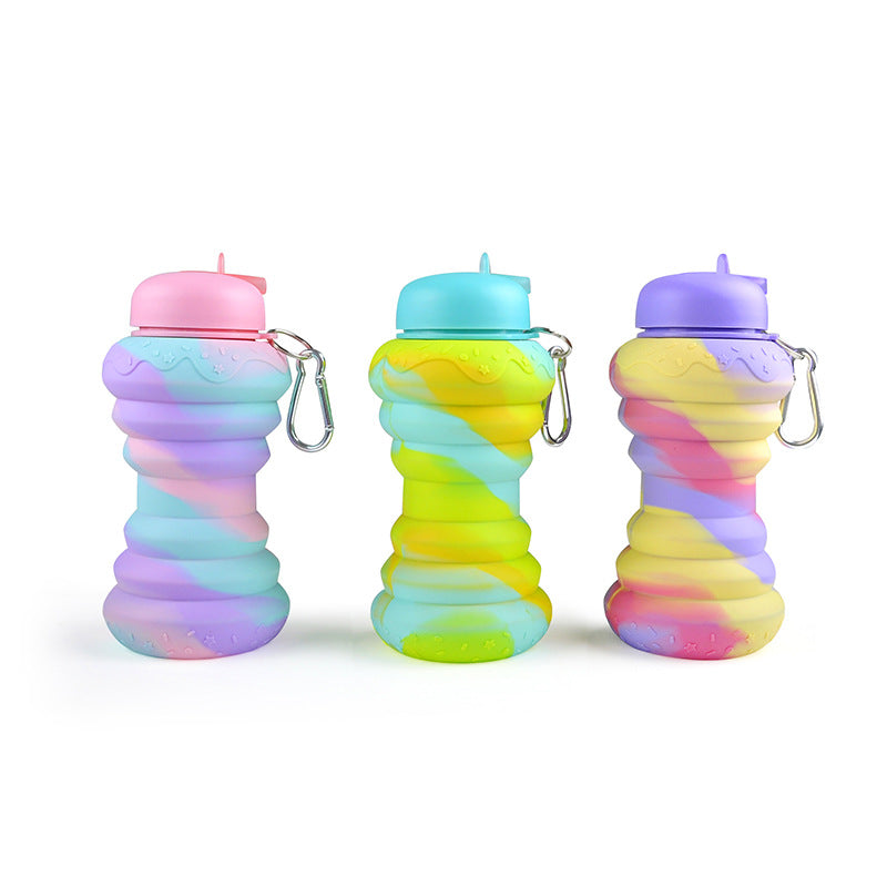 Donut Folding Silicone Water Bottle - Portable & Eco-Friendly