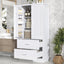 Tall Bathroom Storage Cabinet, Cabinet with Two Doors and Drawers, Adjustable Shelf, MDF Board, White - Korvel