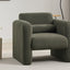 Modern style chair with sheepskin Sherpa fabric soft cushion, comfortable armchair, soft with backrest and pillow, seaweed green - Korvel